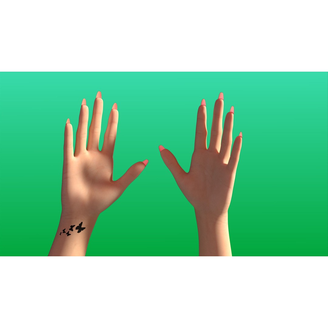 Rigged Girl Hand 3D Model – Advanced Low-Poly Character with Tattoo - View 10