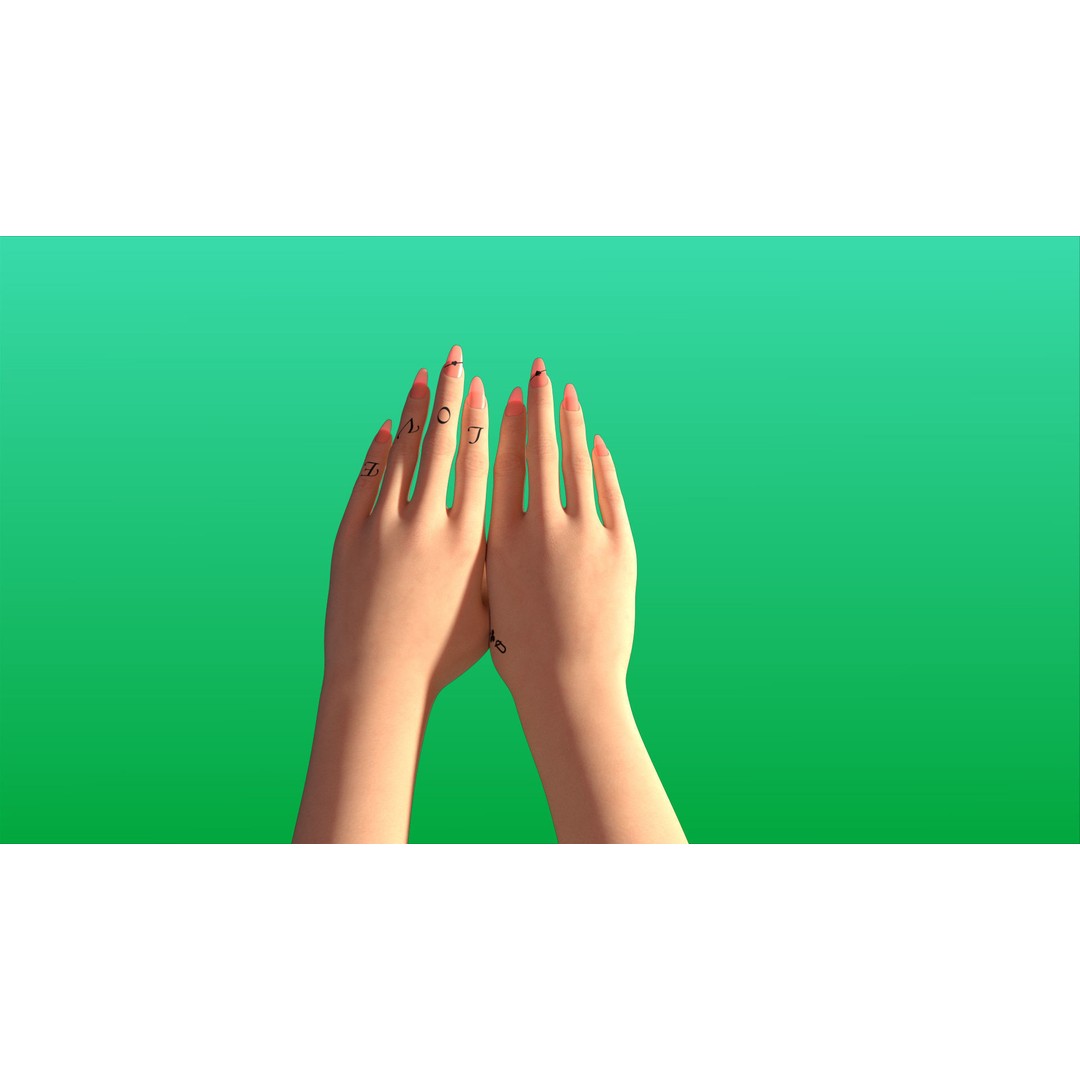 Rigged Girl Hand 3D Model – Advanced Low-Poly Character with Tattoo - View 11
