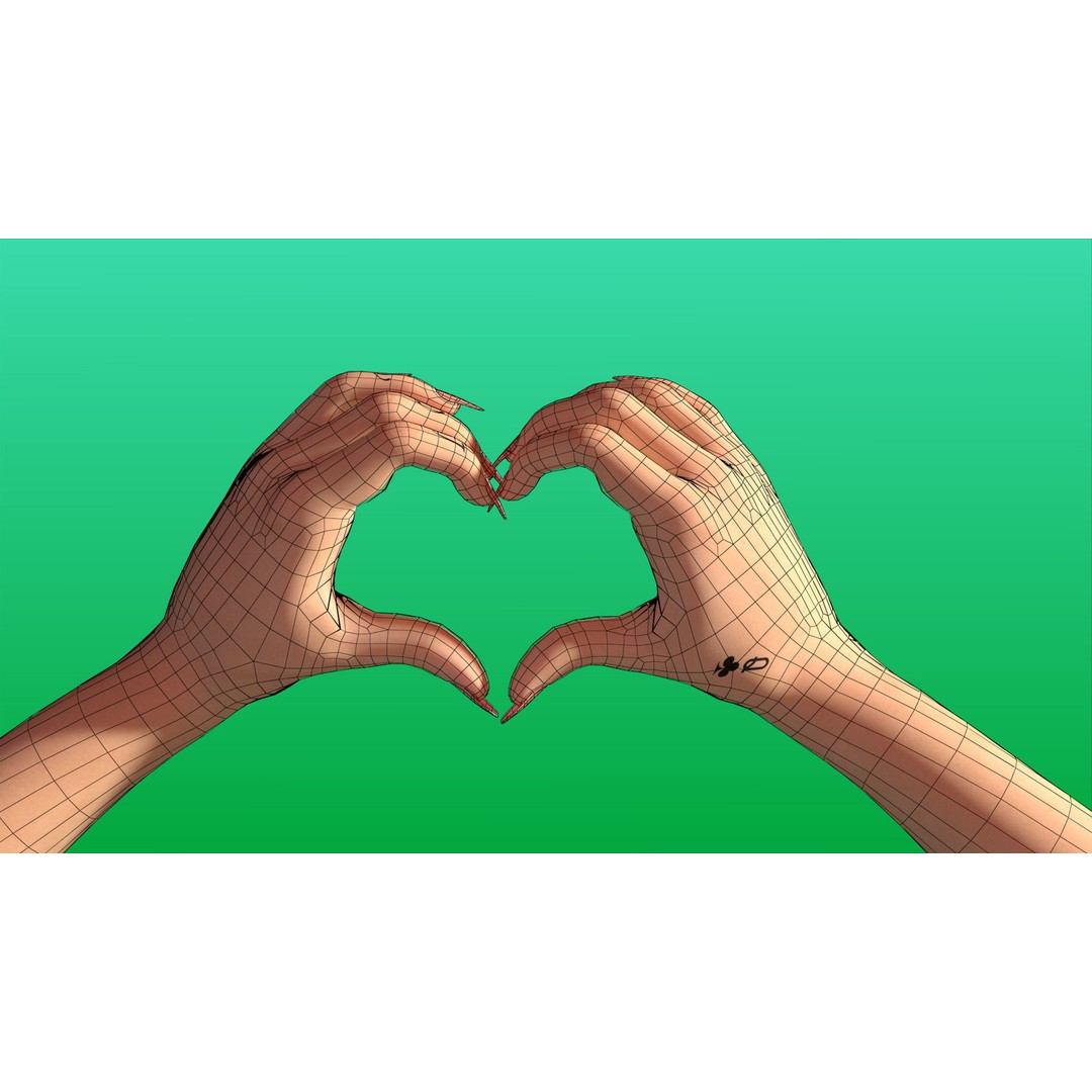 Rigged Girl Hand 3D Model – Advanced Low-Poly Character with Tattoo - View 14