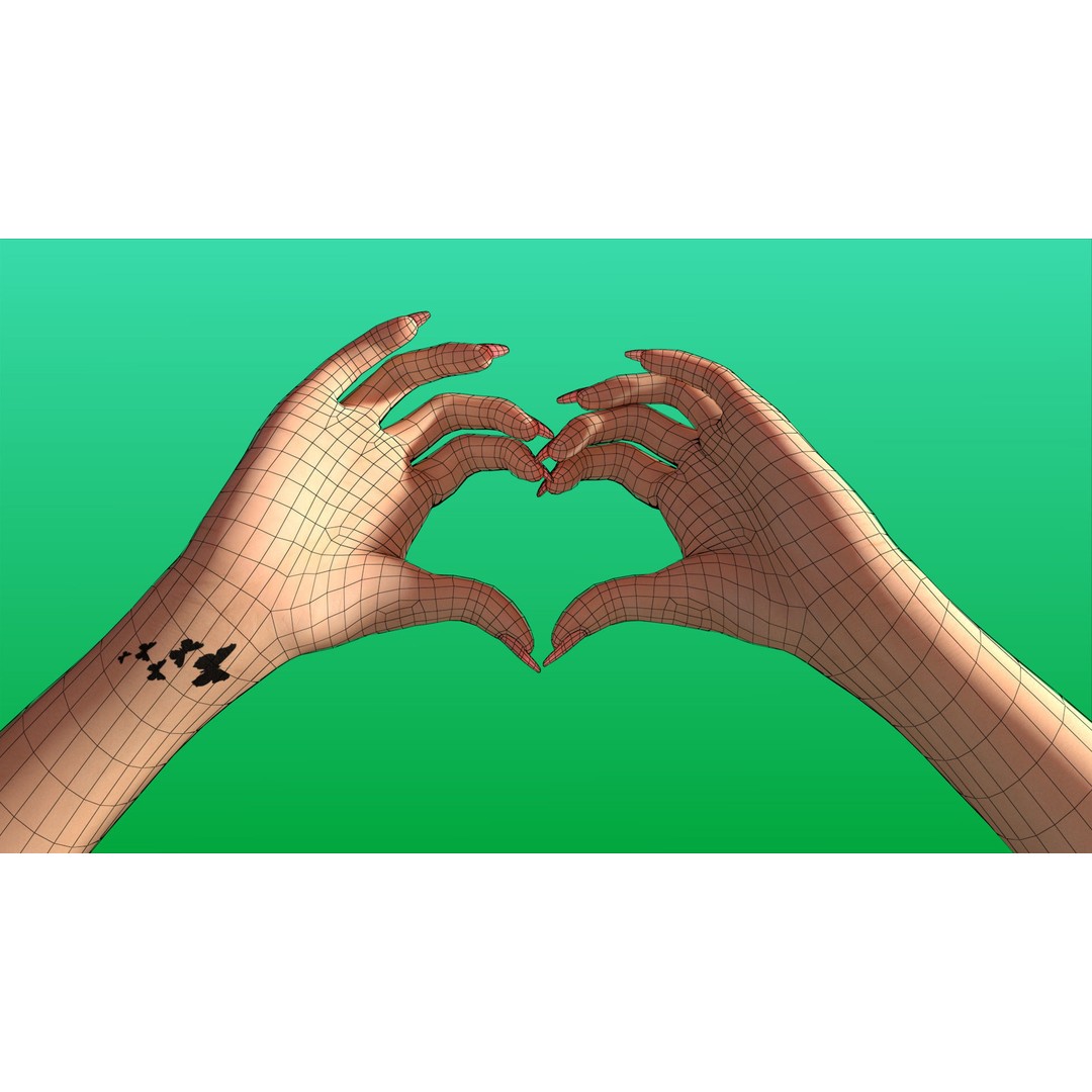 Rigged Girl Hand 3D Model – Advanced Low-Poly Character with Tattoo - View 16