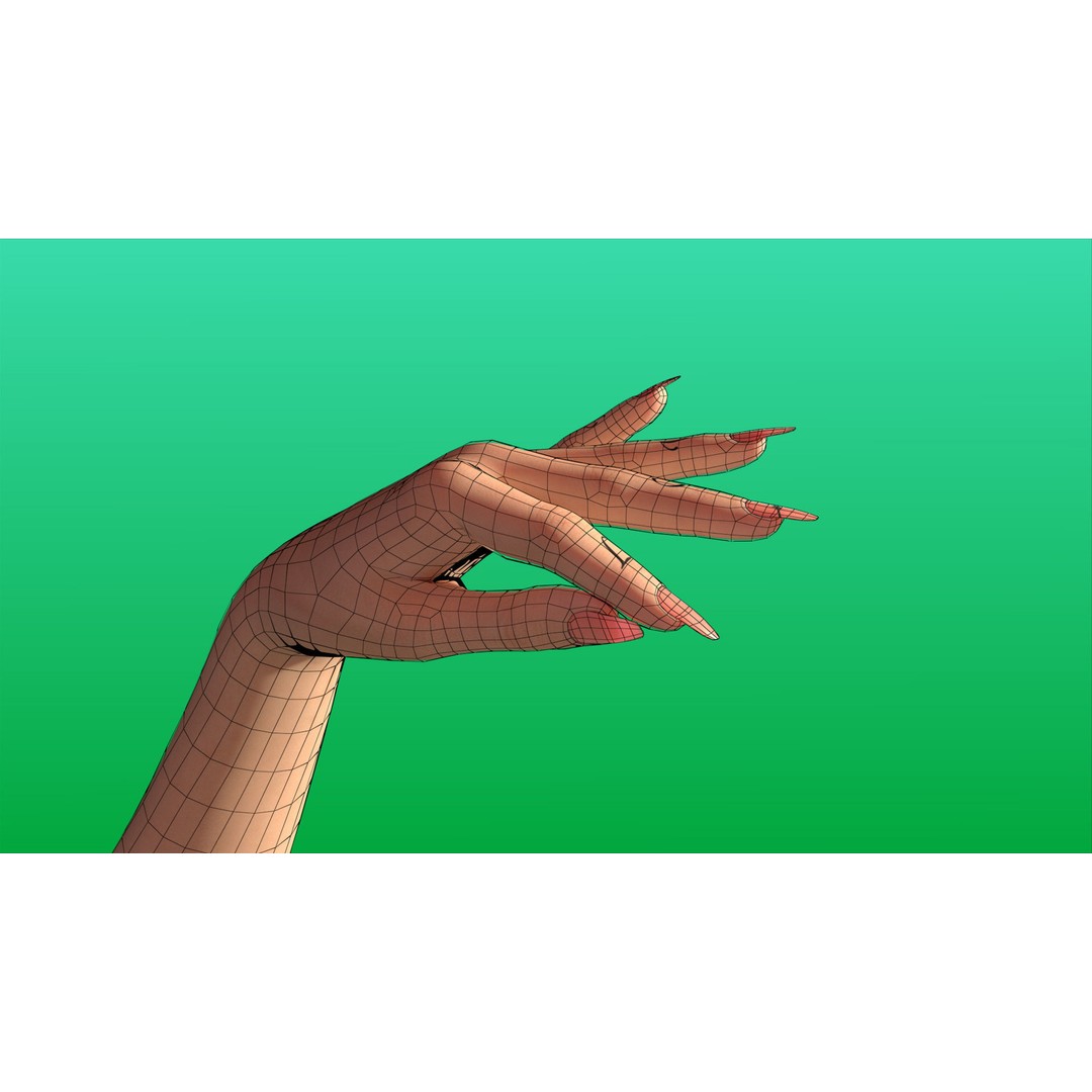 Rigged Girl Hand 3D Model – Advanced Low-Poly Character with Tattoo - View 19