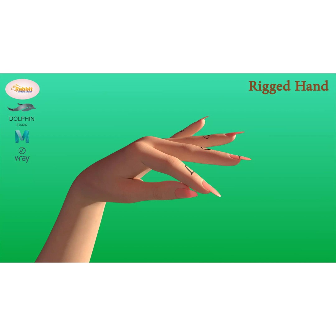 Rigged Girl Hand 3D Model – Advanced Low-Poly Character with Tattoo - View 2