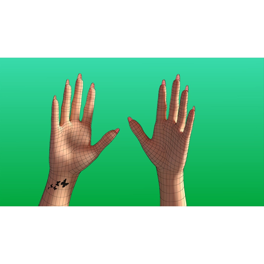 Rigged Girl Hand 3D Model – Advanced Low-Poly Character with Tattoo - View 20