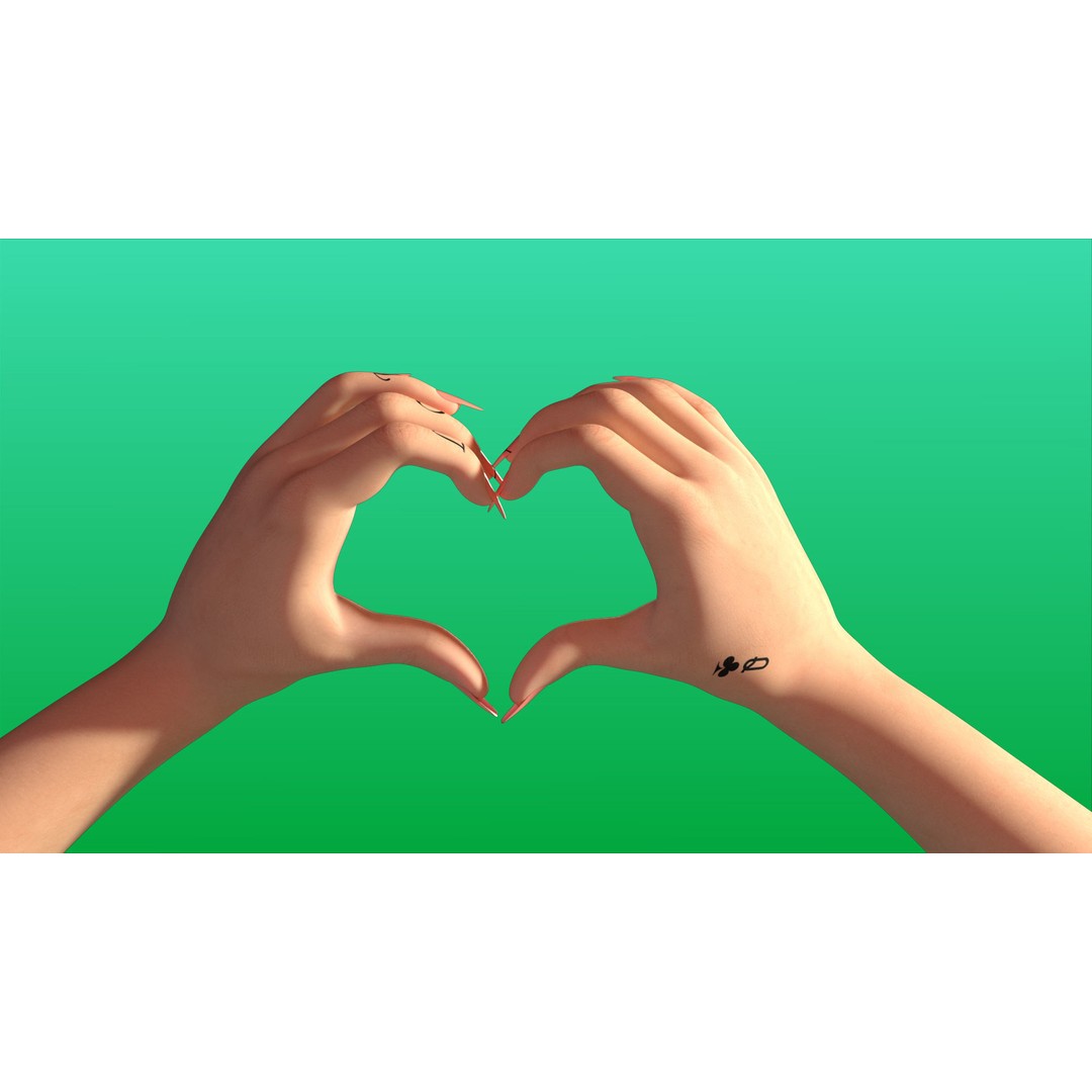 Rigged Girl Hand 3D Model – Advanced Low-Poly Character with Tattoo - View 5