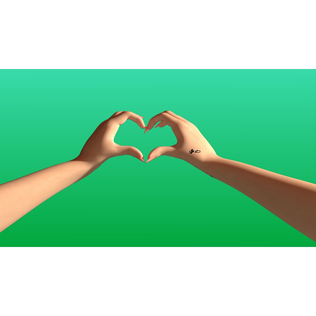 Rigged Girl Hand 3D Model – Advanced Low-Poly Character with Tattoo - View 6