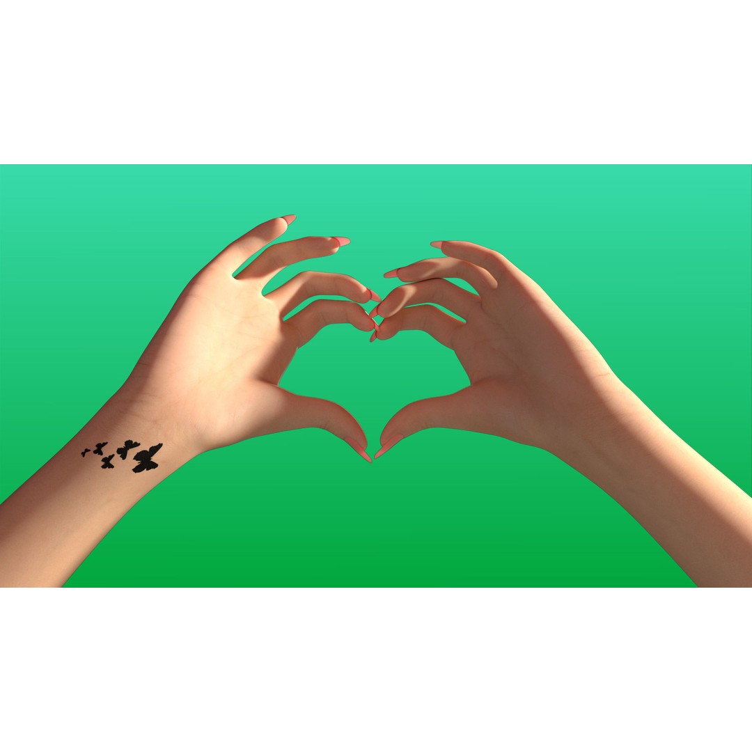 Rigged Girl Hand 3D Model – Advanced Low-Poly Character with Tattoo - View 7