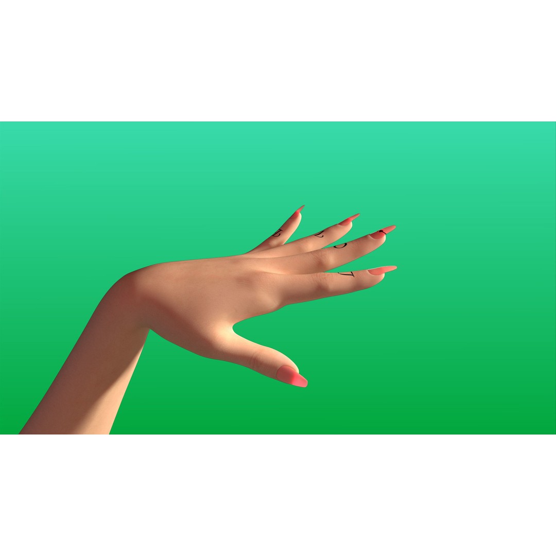 Rigged Girl Hand 3D Model – Advanced Low-Poly Character with Tattoo - View 8