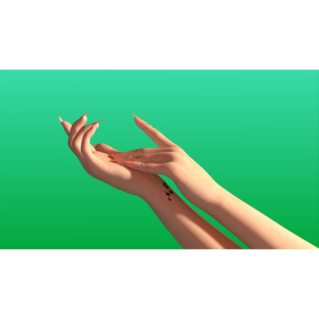 Rigged Girl Hand 3D Model – Advanced Low-Poly Character with Tattoo - View 9