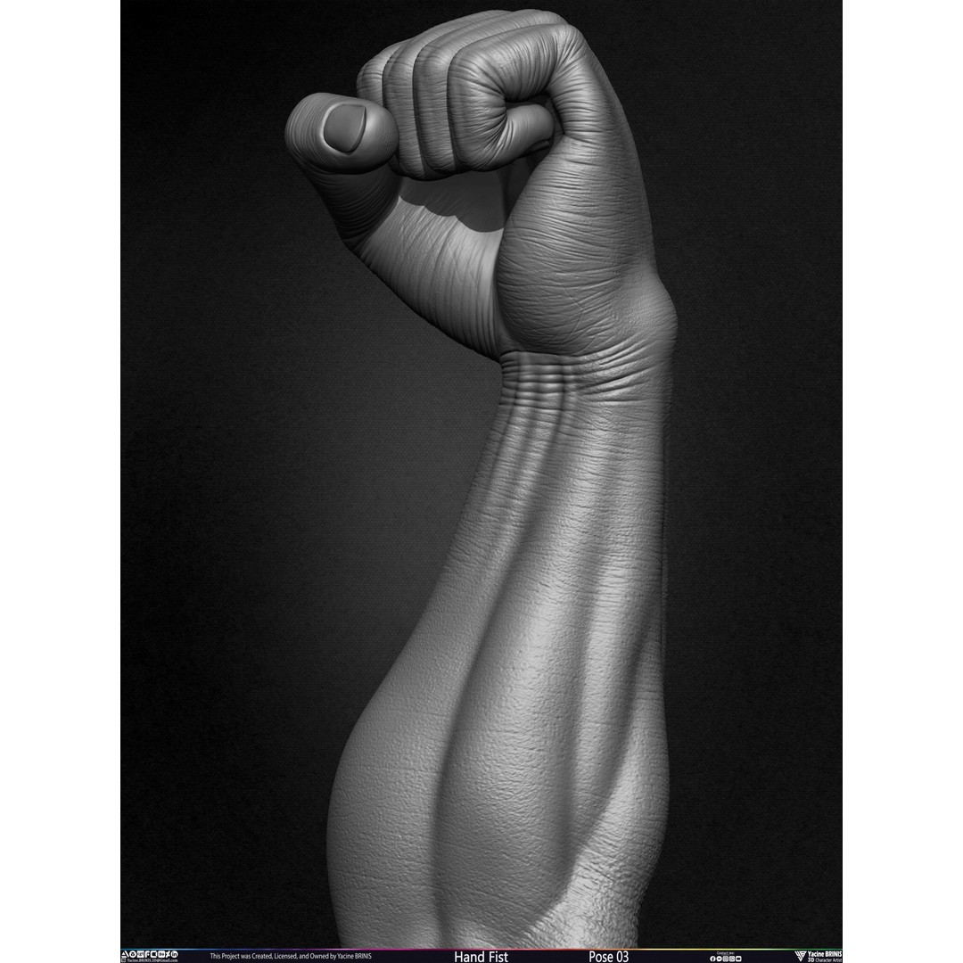 Clenched Fist 3D Model – Low Poly Game-Ready Asset, FBX - View 10