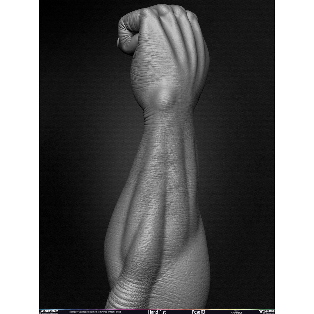 Clenched Fist 3D Model – Low Poly Game-Ready Asset, FBX - View 13