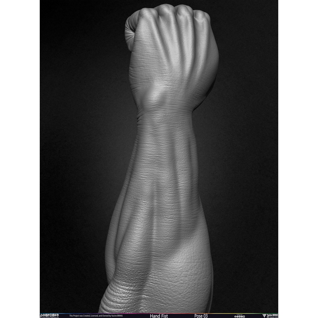 Clenched Fist 3D Model – Low Poly Game-Ready Asset, FBX - View 14