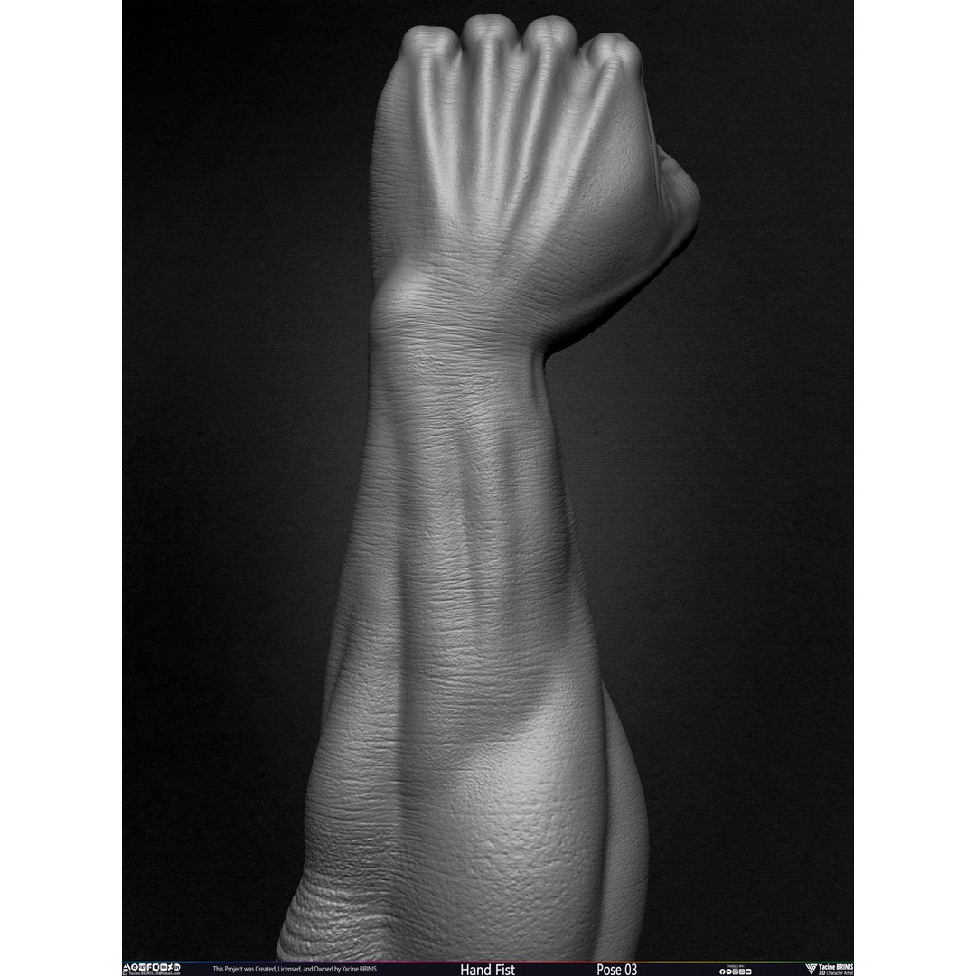 Clenched Fist 3D Model – Low Poly Game-Ready Asset, FBX - View 15