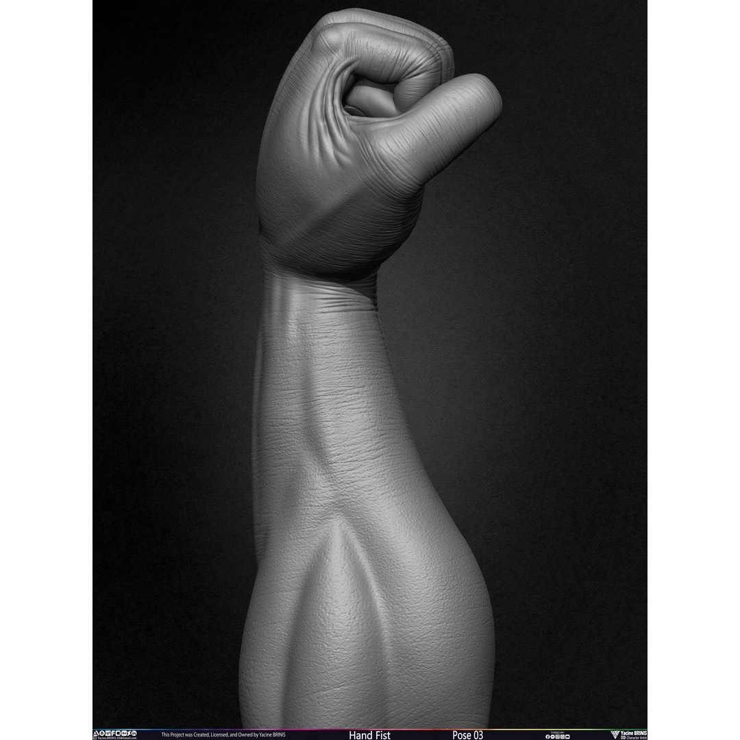 Clenched Fist 3D Model – Low Poly Game-Ready Asset, FBX - View 18