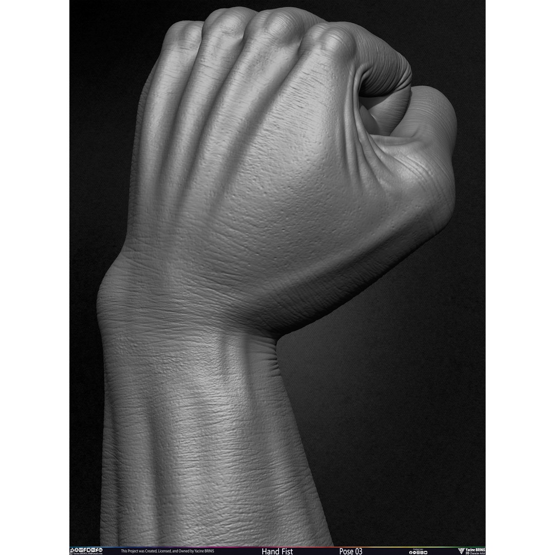 Clenched Fist 3D Model – Low Poly Game-Ready Asset, FBX - View 28
