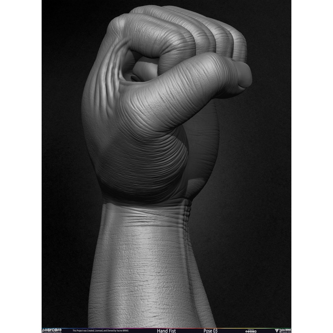 Clenched Fist 3D Model – Low Poly Game-Ready Asset, FBX - View 30