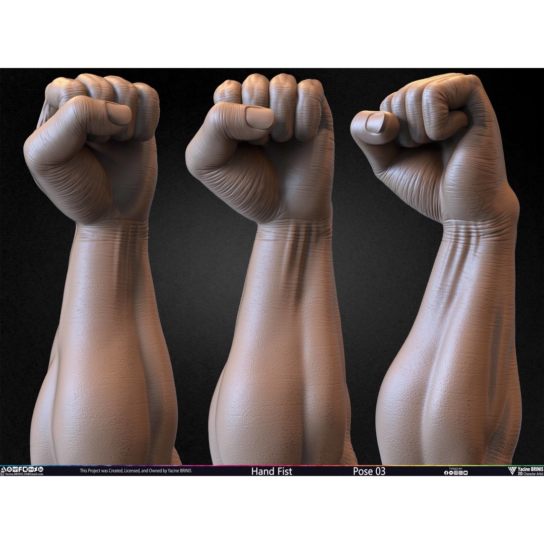 Clenched Fist 3D Model – Low Poly Game-Ready Asset, FBX - View 5