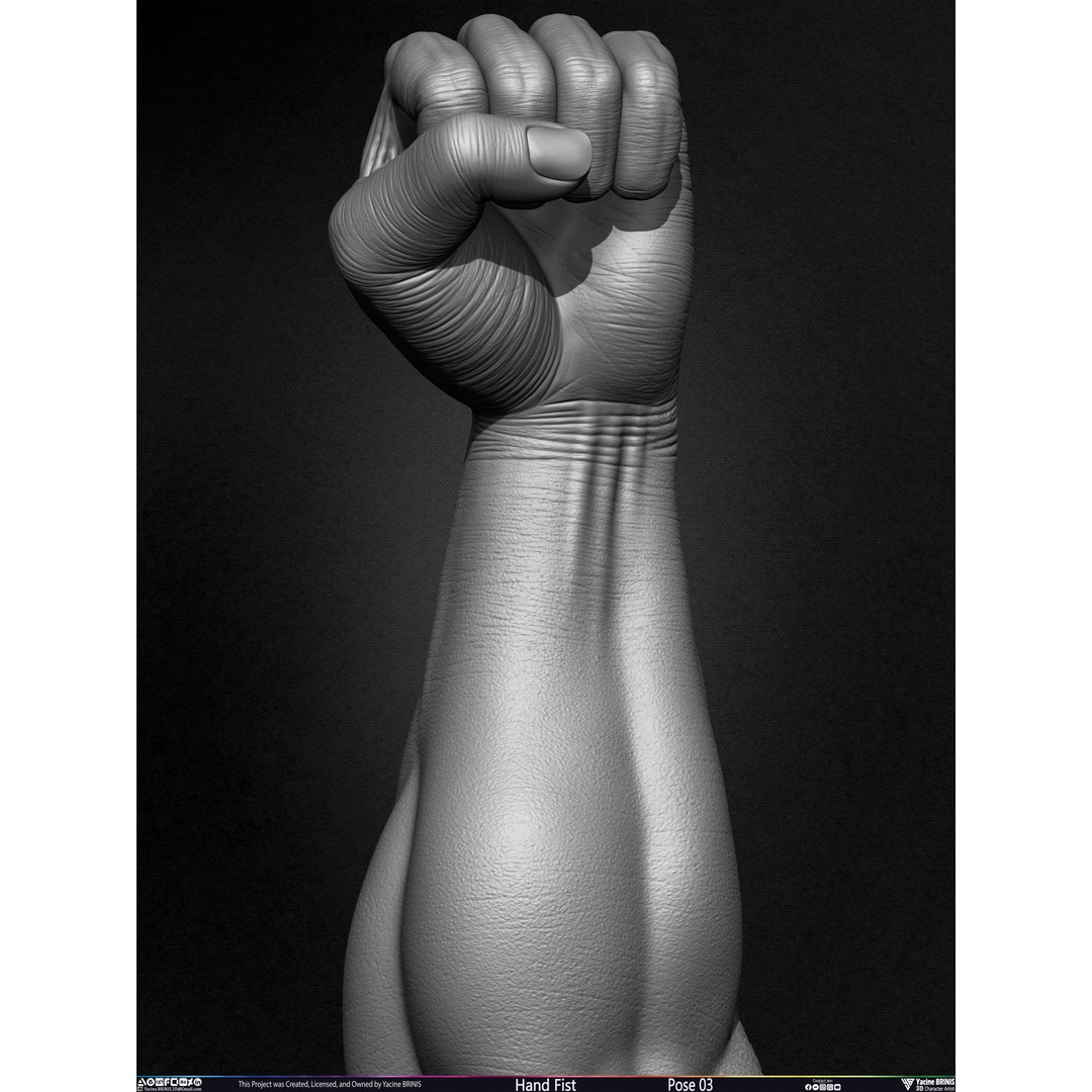 Clenched Fist 3D Model – Low Poly Game-Ready Asset, FBX - View 7