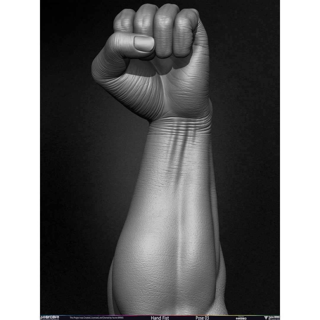 Clenched Fist 3D Model – Low Poly Game-Ready Asset, FBX - View 8