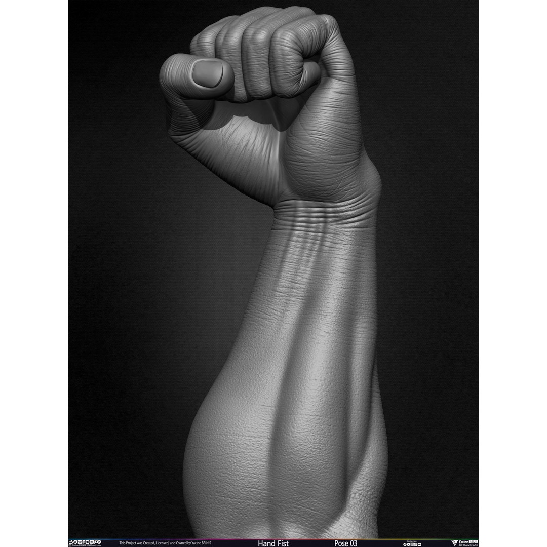 Clenched Fist 3D Model – Low Poly Game-Ready Asset, FBX - View 9