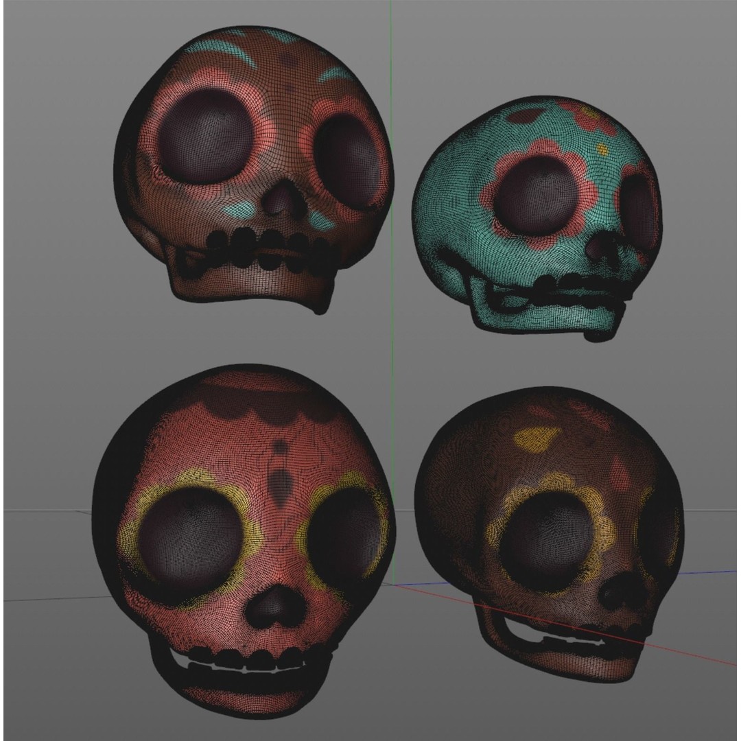 Mexican Sugar Skull 3D Model – Artistic Character Sculpture, PBR Textures