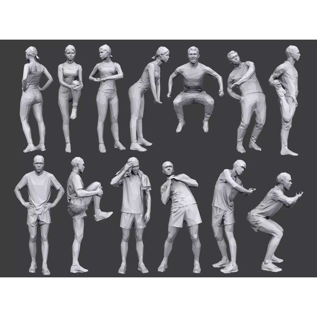 Lowpoly People Fitness Pack 3D Model – Low Poly Character Asset - View 2