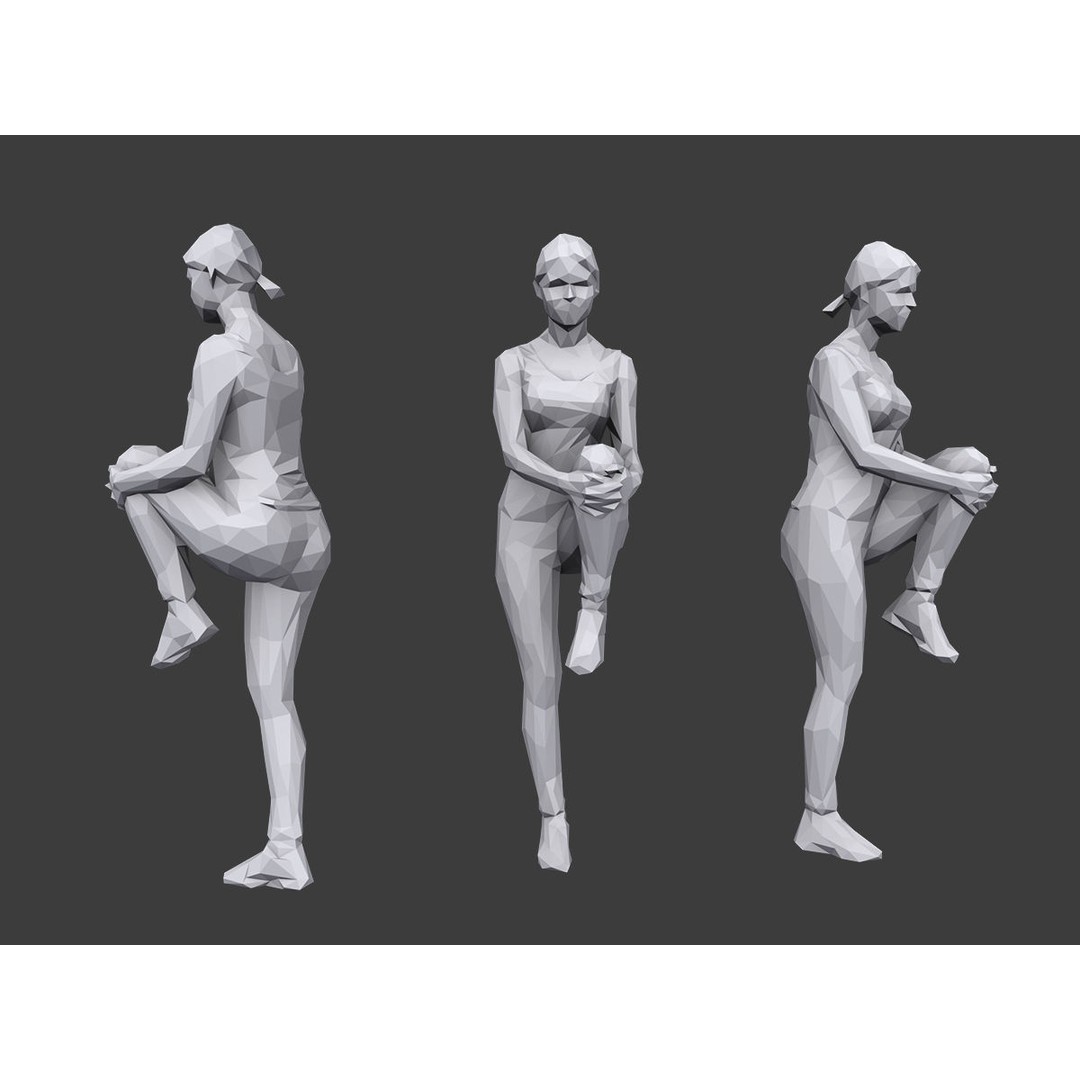 Lowpoly People Fitness Pack 3D Model – Low Poly Character Asset - View 3