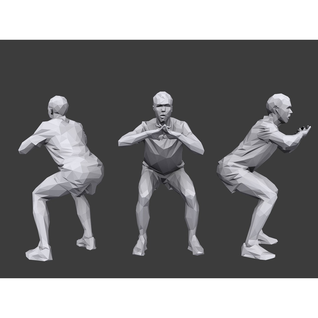Lowpoly People Fitness Pack 3D Model – Low Poly Character Asset - View 9