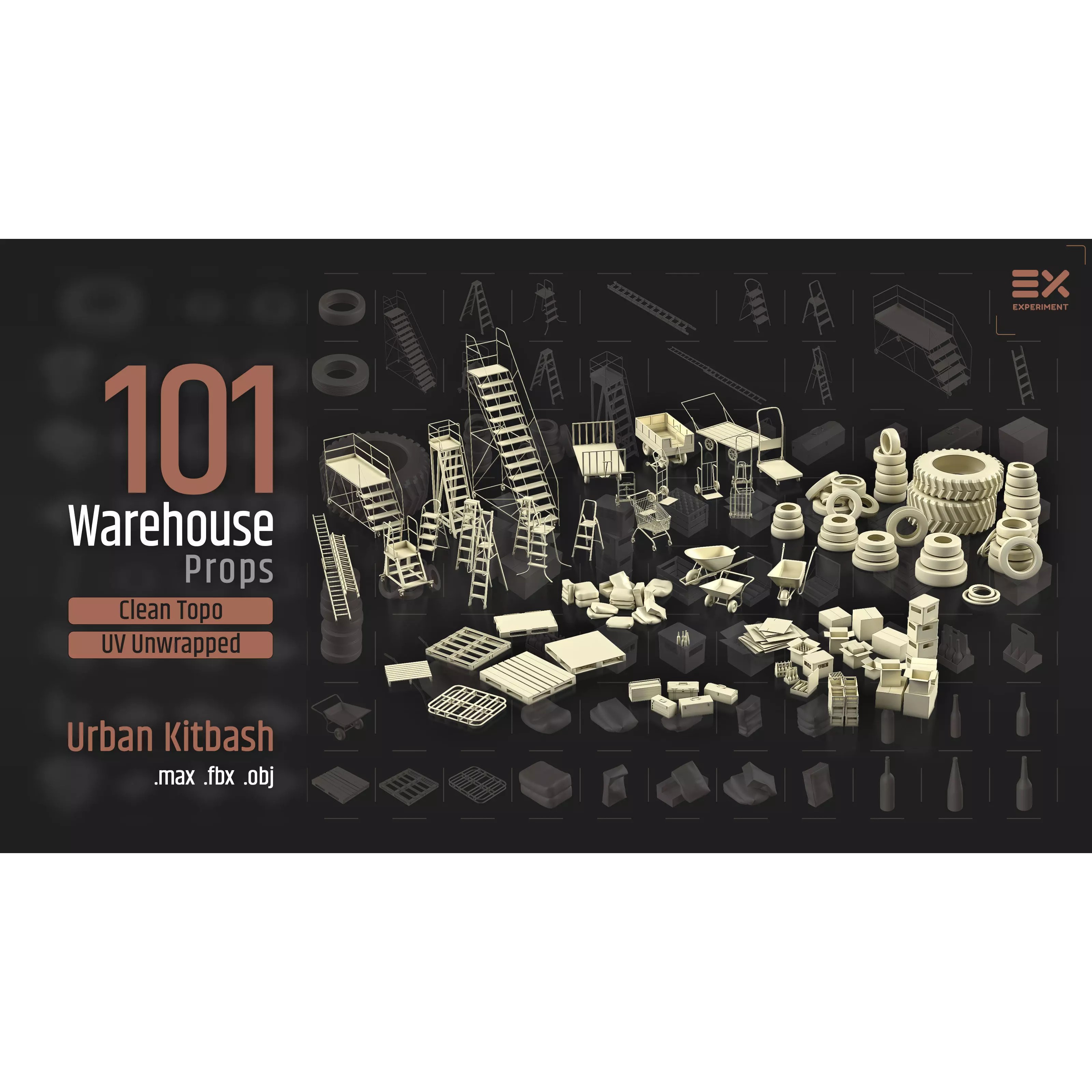 Warehouse Props Collection - Low-Poly Game-Ready 3D Model - View 2