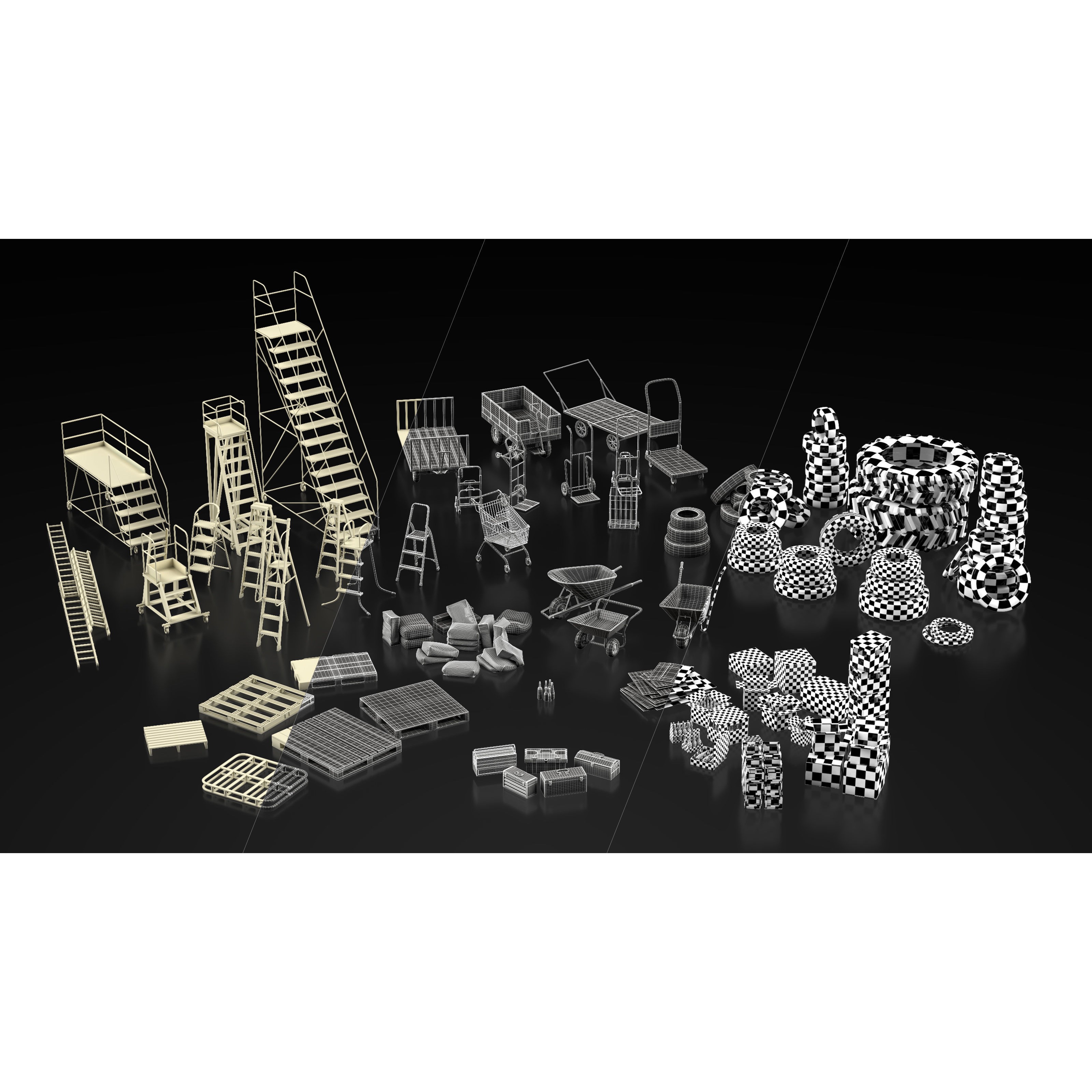 Warehouse Props Collection - Low-Poly Game-Ready 3D Model - View 3