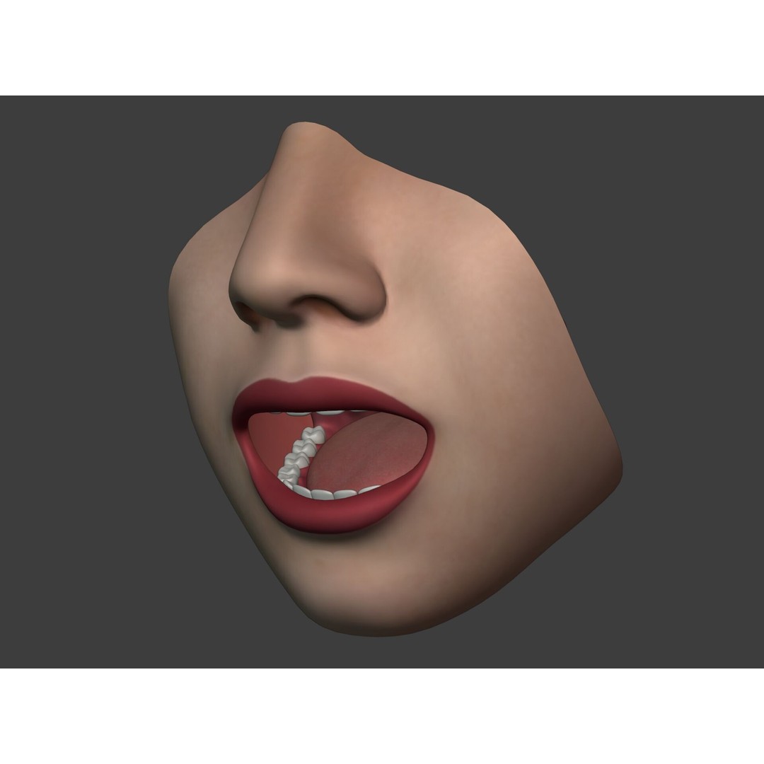 Human Anatomy 3D Model – Rigged Low-Poly Lips, Mouth & Teeth, FBX - View 3