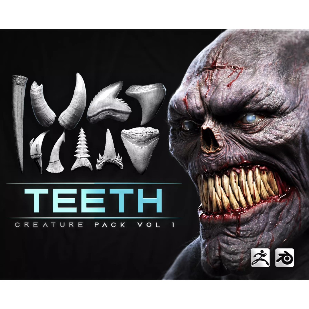 Creature Teeth 3D Model – High Poly PBR Sculpt, FBX & OBJ Formats - View 2