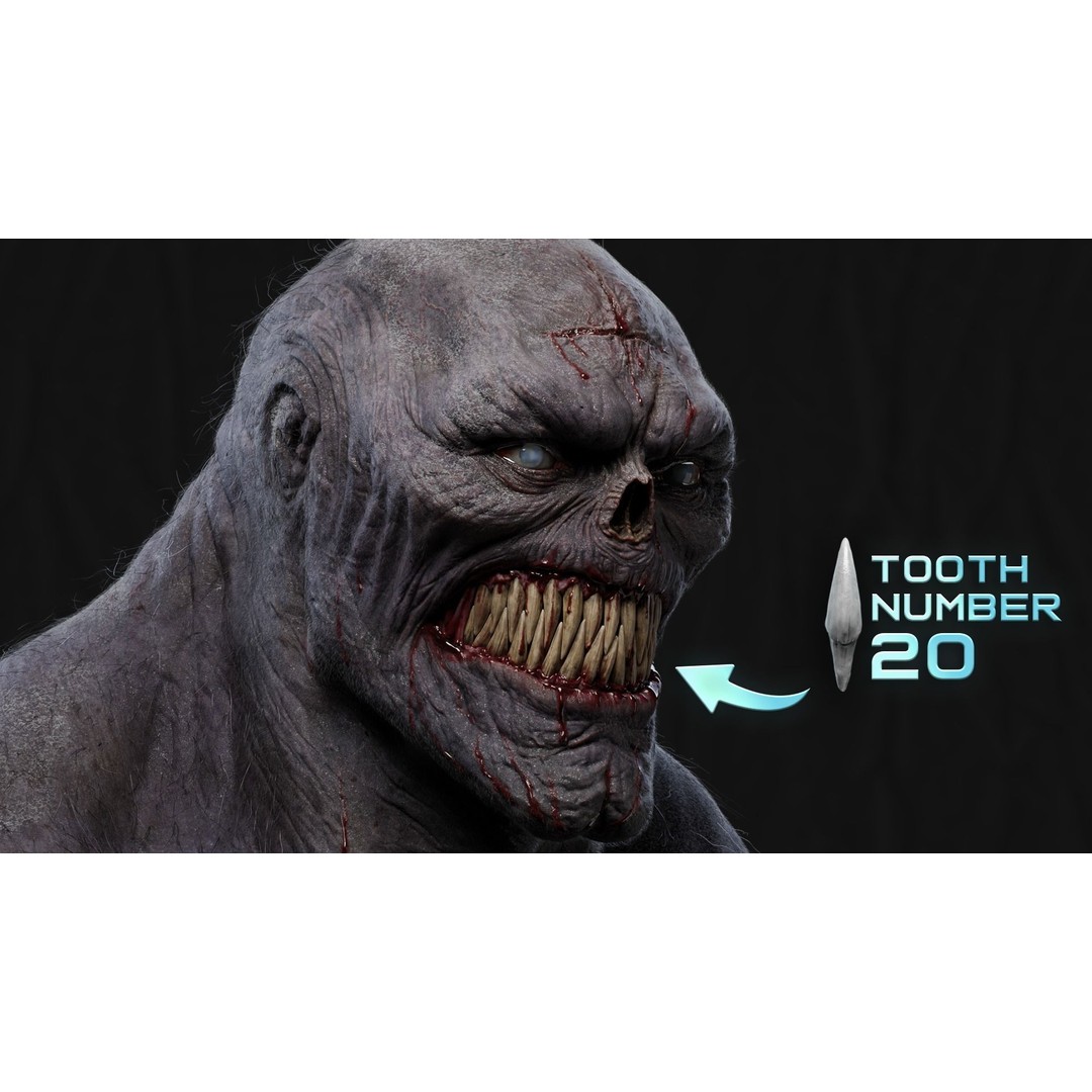 Creature Teeth 3D Model – High Poly PBR Sculpt, FBX & OBJ Formats - View 4
