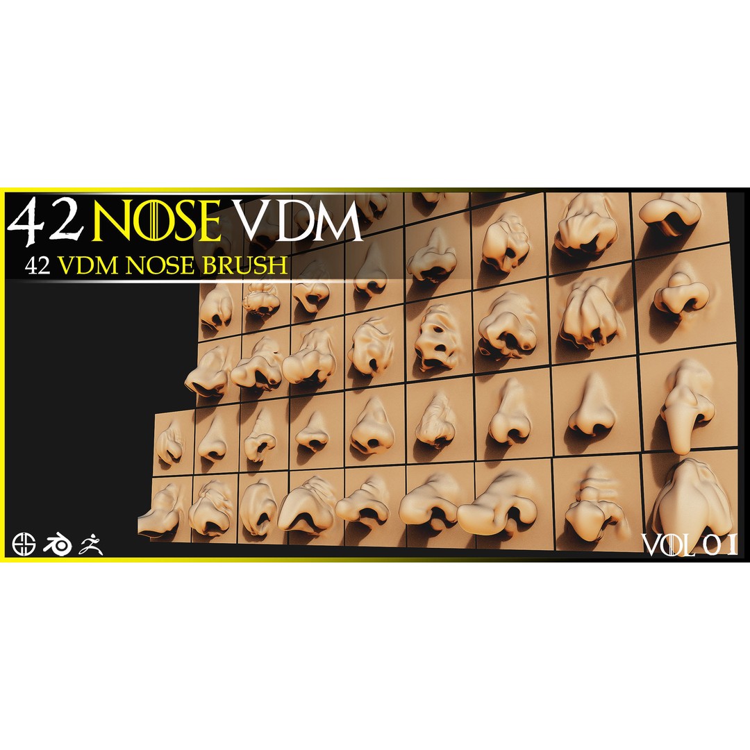 Nose 3D Model – VDM Character Nose Brushes Pack for Blender & ZBrush - View 10