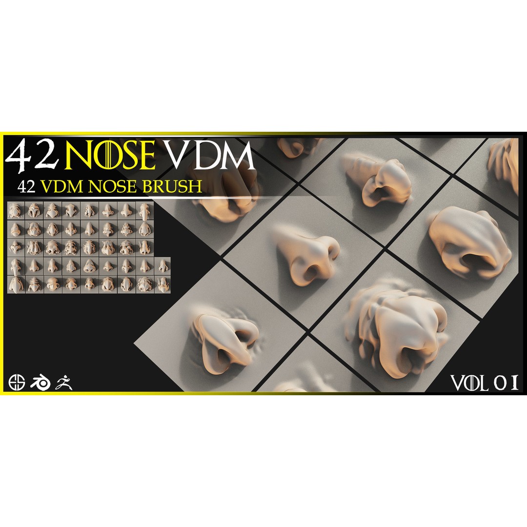 Nose 3D Model – VDM Character Nose Brushes Pack for Blender & ZBrush - View 11