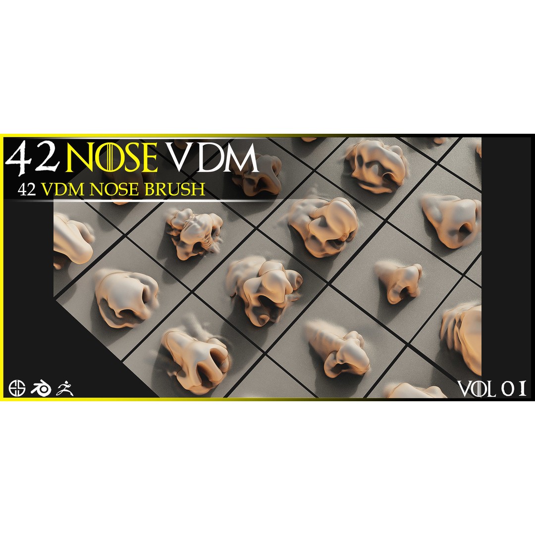 Nose 3D Model – VDM Character Nose Brushes Pack for Blender & ZBrush - View 12