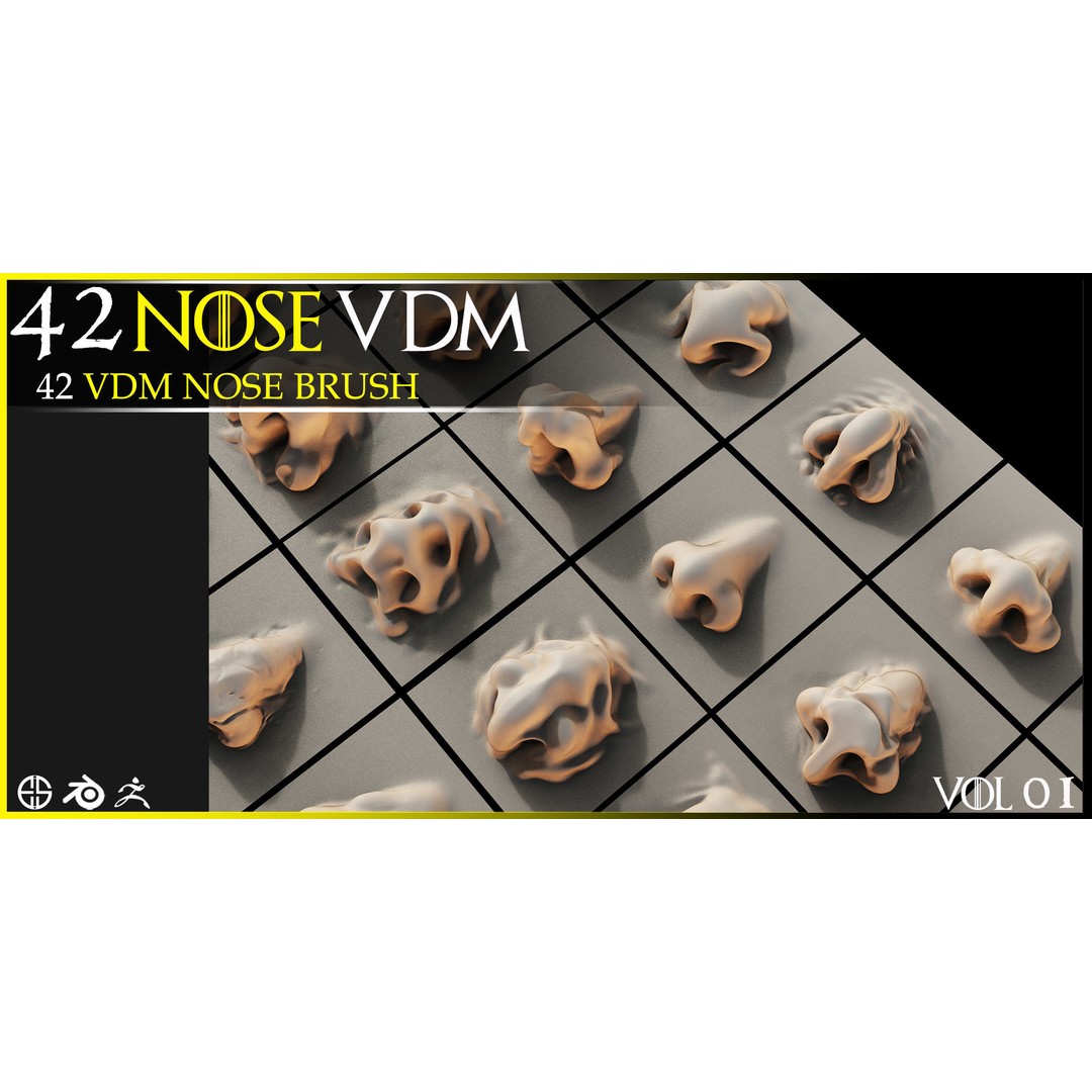 Nose 3D Model – VDM Character Nose Brushes Pack for Blender & ZBrush - View 13