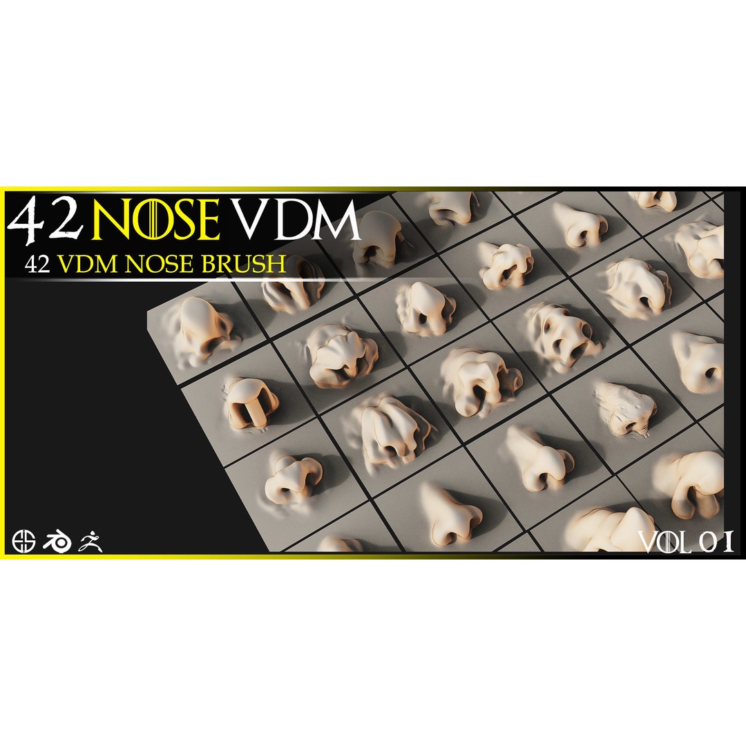 Nose 3D Model – VDM Character Nose Brushes Pack for Blender & ZBrush - View 14