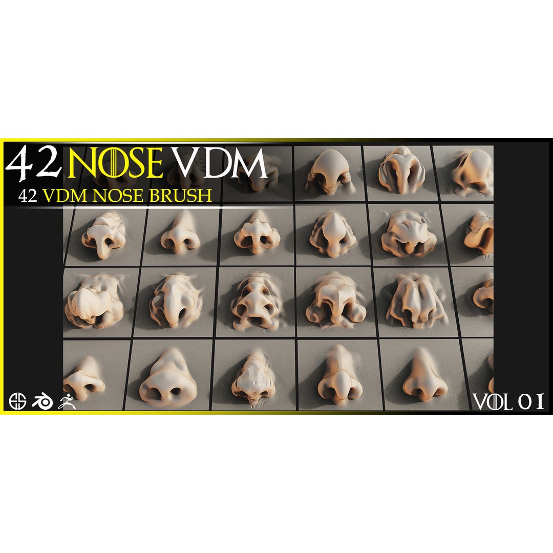 Nose 3D Model – VDM Character Nose Brushes Pack for Blender & ZBrush - View 15