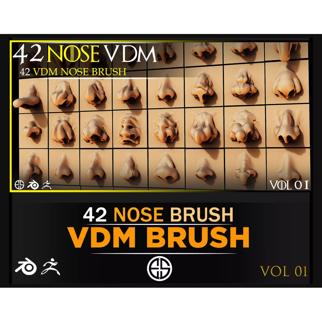 Nose 3D Model – VDM Character Nose Brushes Pack for Blender & ZBrush - View 2