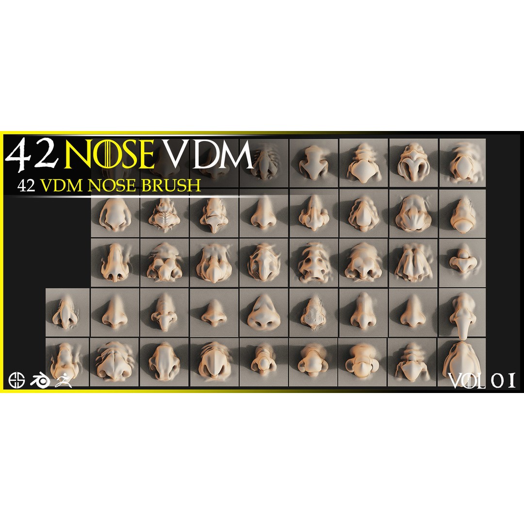Nose 3D Model – VDM Character Nose Brushes Pack for Blender & ZBrush - View 8