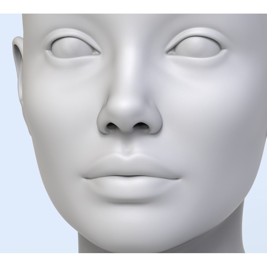 Female Character 3D Model – Low Poly Portrait Doll, FBX