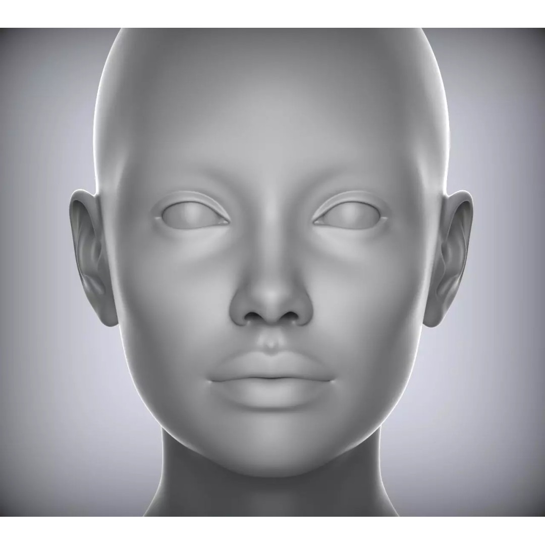 Female Character 3D Model – Low Poly Portrait Doll, FBX - View 2