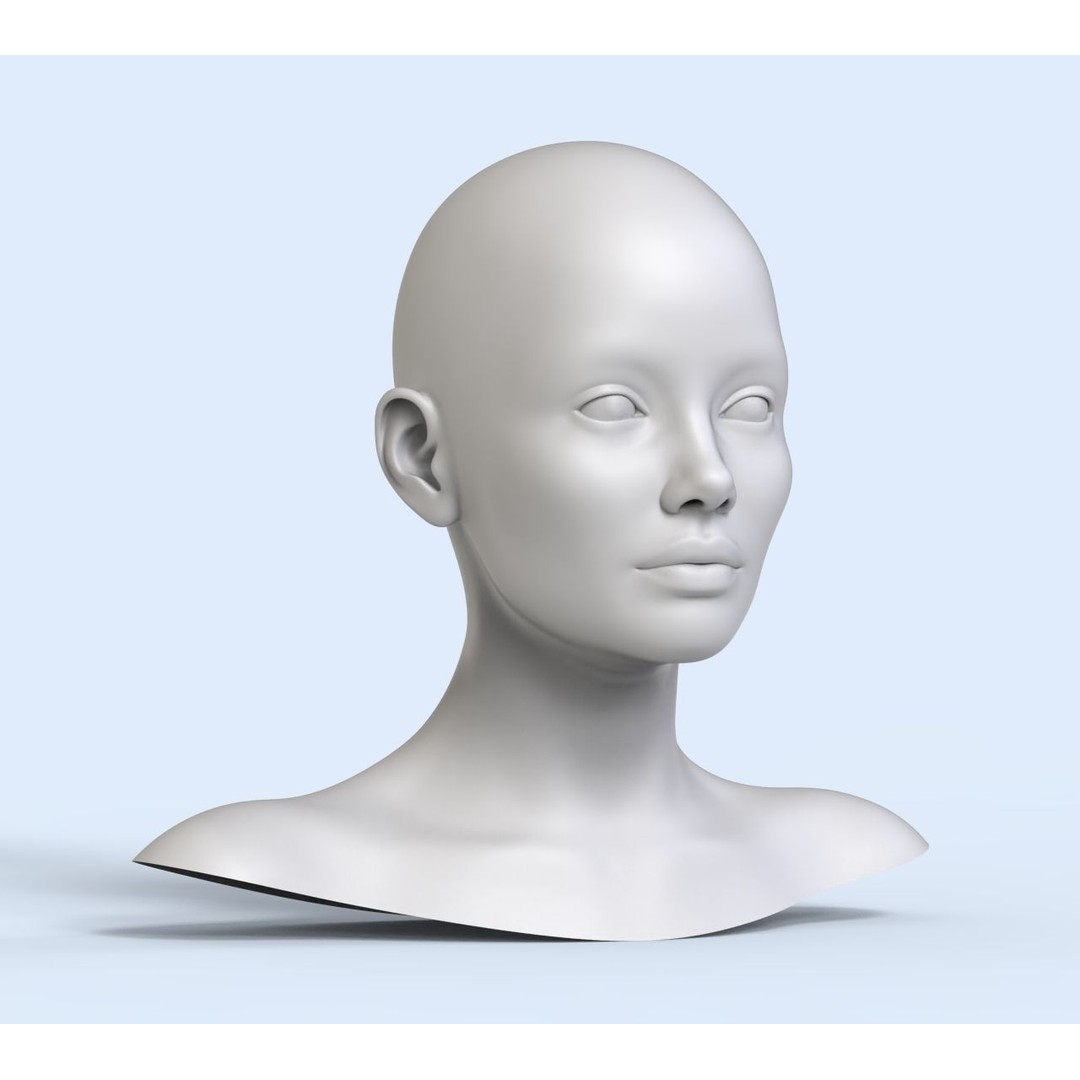 Female Character 3D Model – Low Poly Portrait Doll, FBX - View 4