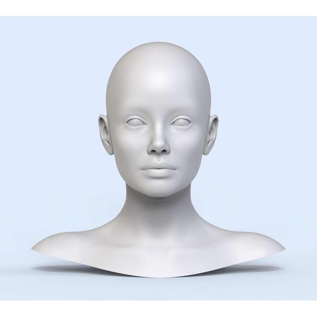 Female Character 3D Model – Low Poly Portrait Doll, FBX - View 5