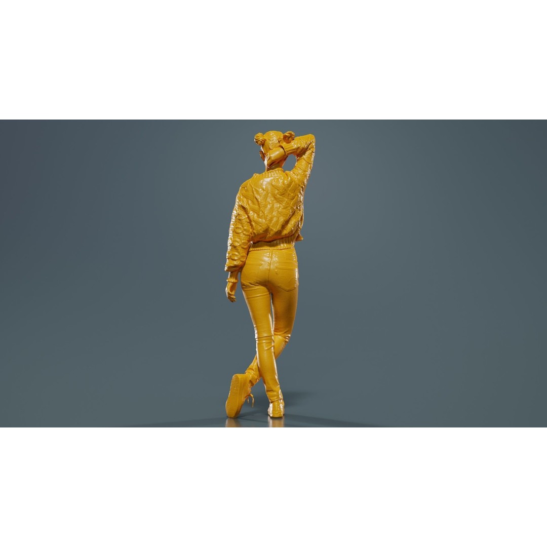 Woman in Yellow Cardigan 3D Model – Low Poly Character with PBR Textures - View 15