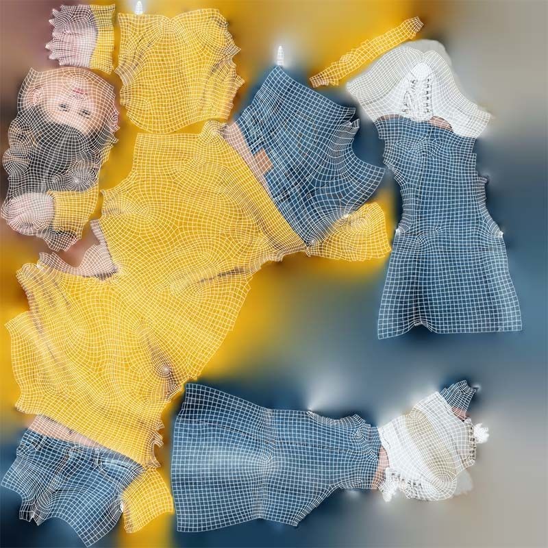Woman in Yellow Cardigan 3D Model – Low Poly Character with PBR Textures - View 16