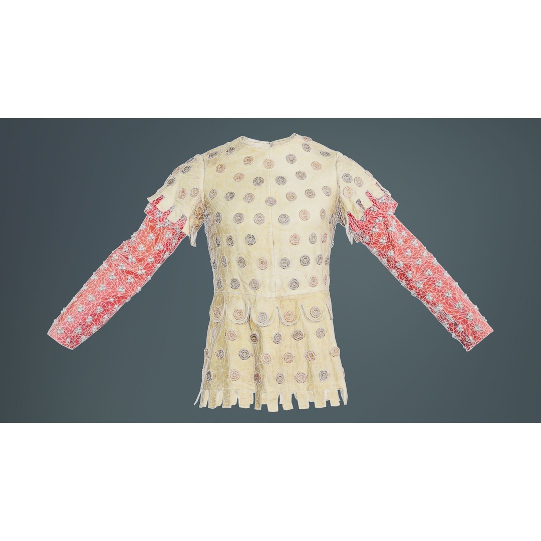 Button Soldier Jacket 3D Model – Low Poly Leather Armor, FBX, Blender - View 11