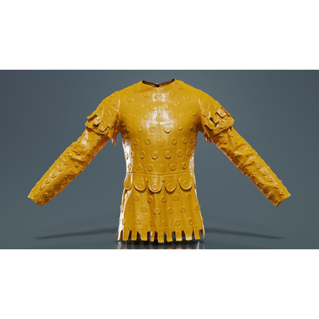 Button Soldier Jacket 3D Model – Low Poly Leather Armor, FBX, Blender - View 14
