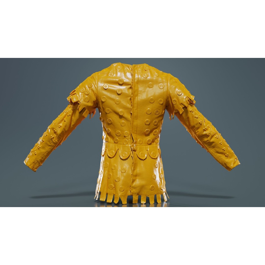 Button Soldier Jacket 3D Model – Low Poly Leather Armor, FBX, Blender - View 15