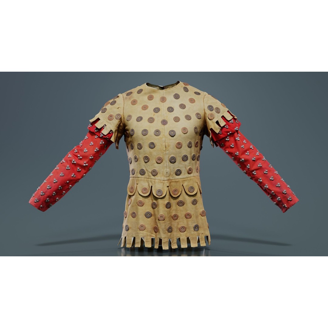 Button Soldier Jacket 3D Model – Low Poly Leather Armor, FBX, Blender - View 3